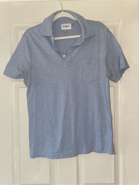 GOODFELLOW 100% Cotton Men’s Blue Polo Short Sleeve Tee Size Medium